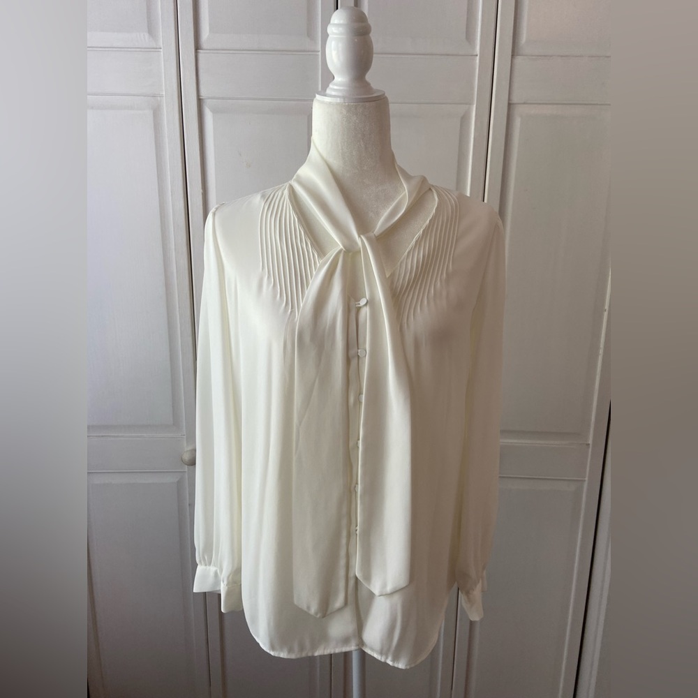 J.Crew Silky Pintuck Tie-front Blouse Size Small